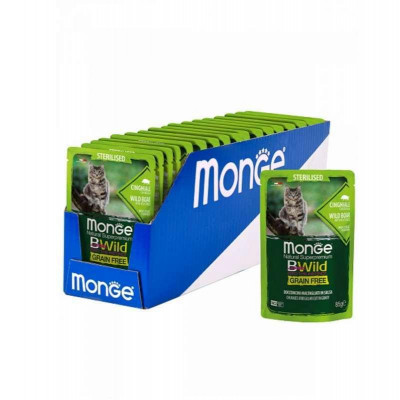 Monge cat BWild Grain free WET Sterilised м'ясо дикого кабана з овочами 85гр*28шт