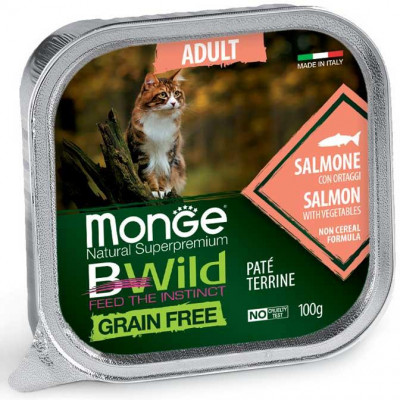 Monge cat BWild Grain free WET Adult  лосось з овочами 100гр*39шт