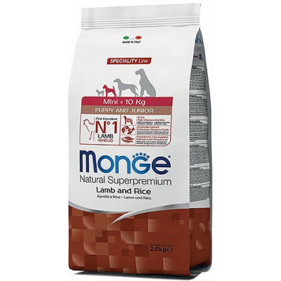 Monge dog  Mini Puppy & Junior ягня з рисом 2.5 кг