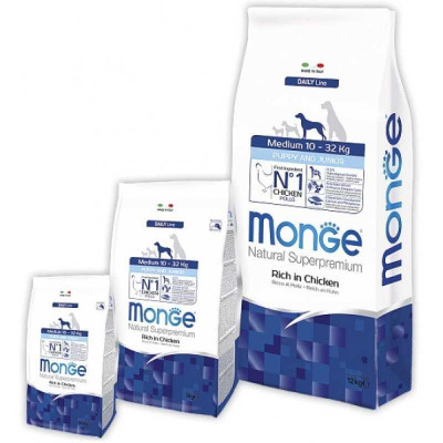 Monge dog Medium Puppy & Junior курка з рисом 15 кг