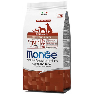 Monge dog  All breeds Puppy & Junior ягня з рисом  15 кг