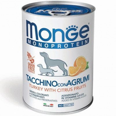 Monge dog FRUIT MONOPROTEIN індичка с цитрусами  400 гр