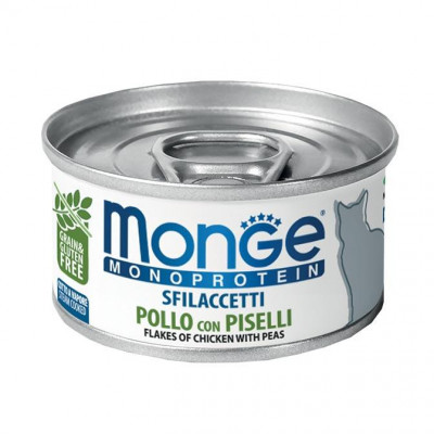 Monge cat MONOPROTEIN м'ясні пластівці курка з горошком 80гр*24шт