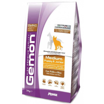 Gemon dog Medium Puppy & Junior курка з рисом 3кг