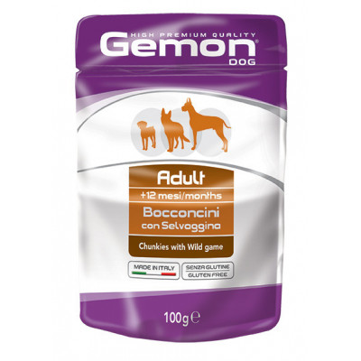 Gemon dog wet  Adult шматочки з м'ясом диких тварин 100 гр*24шт