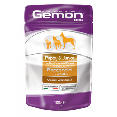 Gemon dog wet  Puppy & Junior шматочки з куркою  100 гр*24шт