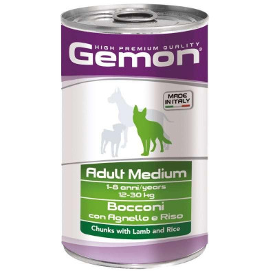 Gemon dog wet  Medium Adult  шматочки з ягням та рисом  415 г