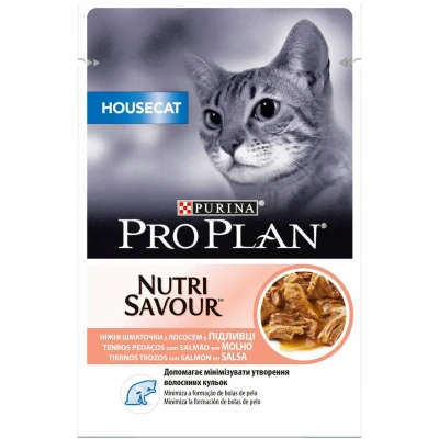 Вологий корм для котів Purina Pro Plan Nutisavour Husecat, з лососем 85g*26шт