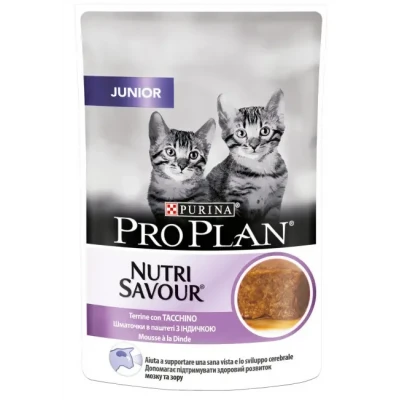 Вологий корм Purina Pro Plan Nutrisavour Junior для кошенят, з індичкою в паштеті 85 г*24 шт