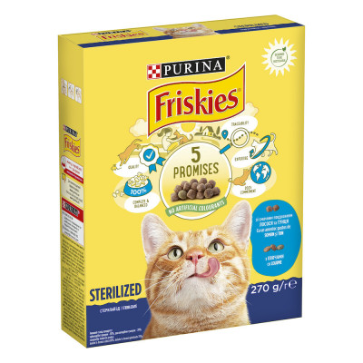 Сухий корм Friskies Sterilized для стерилізованих кішок, з лососем і овочами 270 г