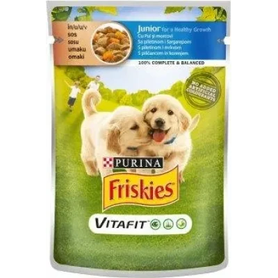 Вологий Корм Purina Friskies Junior для цуценят, з куркою та картоплею 100 г*20 шт