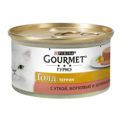 Gourmet Gold (Гурме Голд) консерви для кішок з качкою, морквою і шпинатом, шматочки в паштеті 85 г*24 шт.