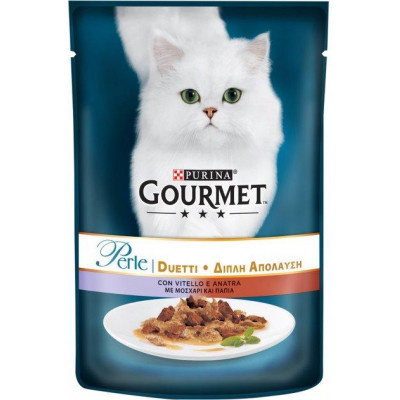 Вологий корм Gourmet (Гурме Дуо) Perle Duo для кішок із телятиною та качкою 85г*24 шт
