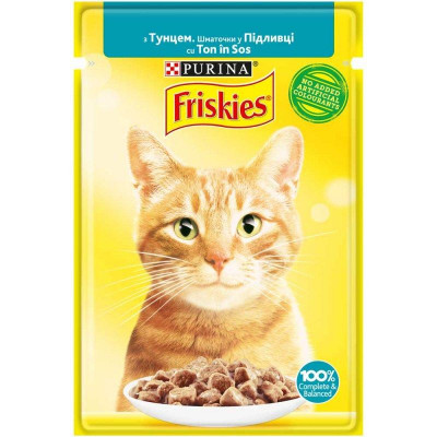 Вологий корм Friskies для кішок із тунцем, шматочки в соусі 85 г*26 шт