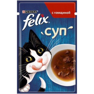 Вологий корм FELIX Sensations Soup Суп з яловичиною 48 г*30 шт.