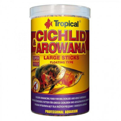 Сухий корм для акваріумних риб Tropical в паличках «Cichlid & Arowana Large Sticks» для щільноїдної цихлід 1 л