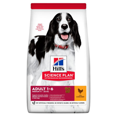 Сухий корм для дорослих собак середніх порід Hills Science Plan Adult Medium 2.5 кг (курка)