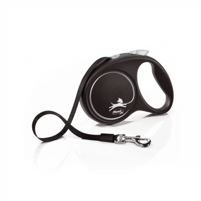 Поводир Flexi з стрічками «Black Design» M 5 м / 25 кг (чорна)