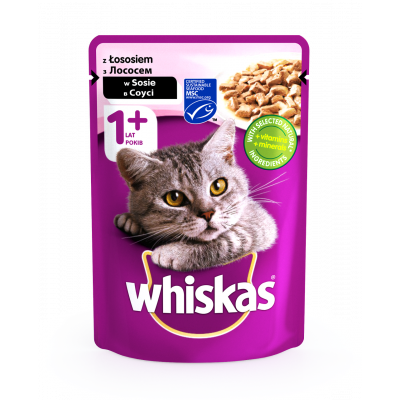 Вологий корм для котів Whiskas лосось у соусі 100гр*24шт