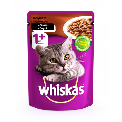 Вологий корм для котів Whiskas індика в соусі 100гр*24шт