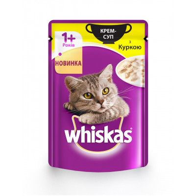 Вологий корм для котів Whiskas Крем-суп з куркою 85гг*28шт