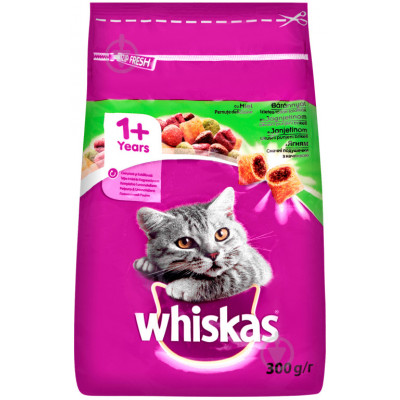 Сухий корм для котів Whiskas смачний подушечки з ягнятком 300 гр