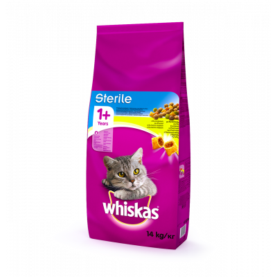 Сухий корм для стерилізованих котів Whiskas смачний подушечки з куркою 14 кг