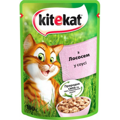 Вологий корм для котів Kitekat лосось у соусі 100гр*24шт