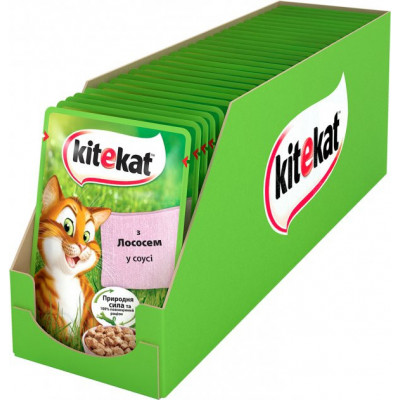 Вологий корм для котів Kitekat лосось у соусі 100гр*24шт