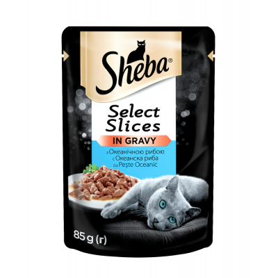 Вологий корм для кішок Sheba Select Slices з океанічною рибою в соусі 85 г*12шт