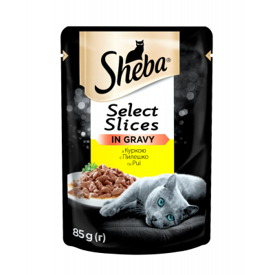 Вологий корм для кішок Sheba Select Slices з куркою в соусі 85 г*12шт