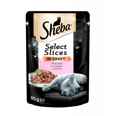 Вологий корм для кішок Sheba Select Slices з лососем у соусі 85 г*12шт
