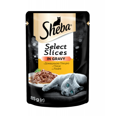 Вологий корм для котів Sheba Select Slices з домашньою птикою в соусі 85гр*12шт
