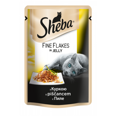 Вологий корм для котів Sheba Select Slices з куркою і гів'ядійною в соусі 85г*12шт