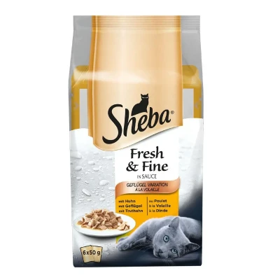 Вологий корм для кішок Sheba Fresh and Fine м'ясне асорті 50 г*6шт