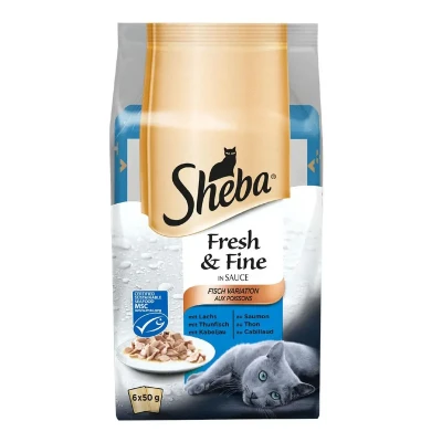 Вологий корм для котів Sheba Fresh and Fine рибне ассорті 50г*6шт