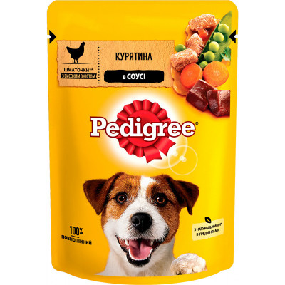 Вологий корм для собак Pedigree з куркою і овочами в соусі 100гро*24шт