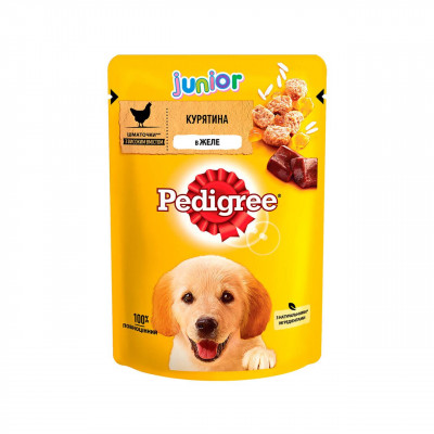 Вологий корм для цуценят Pedigree з куркою в желе 100 г*24 шт.