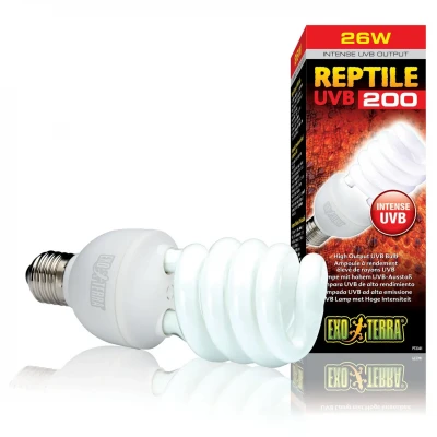 Компактна люмінесцентна лампа Exo Terra « Reptile UVB 200» для опромінення променями УФ-В спектру 26 W, E27