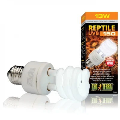 Компактна люмінесцентна лампа Exo Terra « Reptile UVB 150» для опромінення променями УФ-В спектру 13 W, E27
