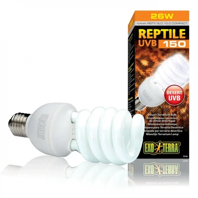 Компактна люмінесцентна лампа Exo Terra «Reptile UVB 150» для опромінення променями УФ-В спектра 26 W, E27