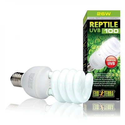 Компактна люмінесцентна лампа Exo Terra «Reptile UVB 100» для опромінення променями УФ-В спектра 26 W, E27