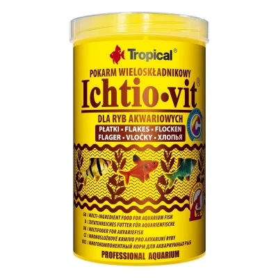 Сухий корм для акваріумних риб Tropical у пластівцях «Ichtio-Vit» 1 л (для всіх акваріумних риб)