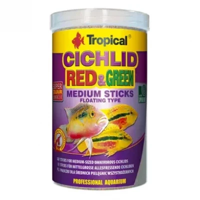 Сухий корм для акваріумних риб Tropical в паличках «Cichlid Red & Green Medium Sticks» 1 л (для всіх цимлід)