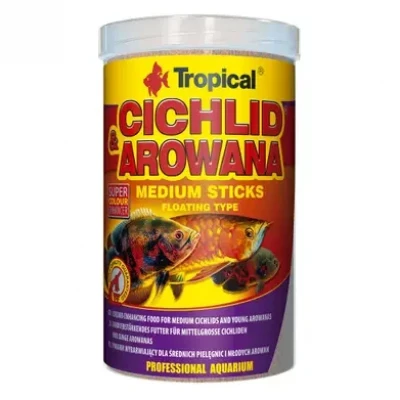 Сухий корм для акваріумних риб Tropical в паличках Cichlid & Arowana Medium Sticks 1 л для щільноїдних цихлід