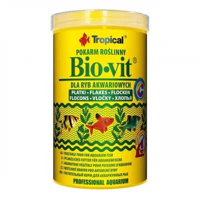Сухий корм для акваріумних риб Tropical у пластівцях «Bio-Vit» 1 л (для травоїдних риб)