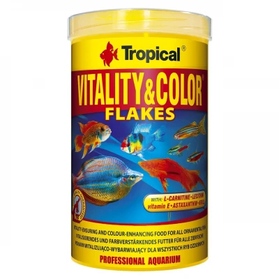 Сухий корм для акваріумних риб Tropical у пластівцях «Vitality & Color Flakes» 1 л (для всіх акваріумних риб)