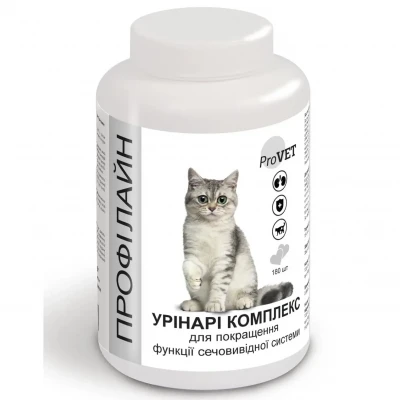 Вітамінно-мінеральна домішка для котів ProVET Профілайн Уринарі комплекс 180 табл, 145 г для сечовивідної