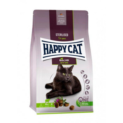 Сухий корм для дорослих стерилізованих кішок Happy Cat Sterilised Weide Lamm, зі смаком ягняти, 4 кг