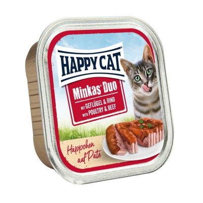 Вологий корм Happy Cat Minkas Duo (Хеппі Кет) з птицею та яловичиною 100 г*12 шт.